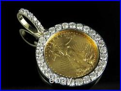 1/2 Ct Diamond Statue of Liberty Lady Coin Charm Pendant 10K Yellow Gold Over