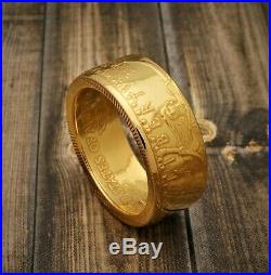 1/2 oz Gold Eagle Coin Ring 22K Polished Heads Size 5-12 Random Date