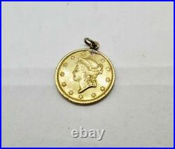 1.4 Gram Yellow Gold Gold Liberty Head $1 Coin Pendant