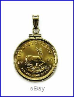 1/4 oz Krugerrand Gold Coin Necklace Charm Pendant