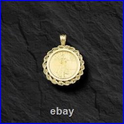 1.50 Ct Lady Liberty Coin Pendant Unisex Pendant 14k Yellow Gold Plated