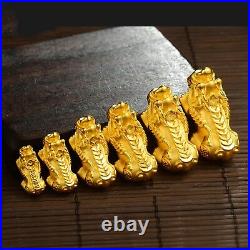1pcs New Pure 24K Yellow Gold Pendant 3D Coin Link Lucky Pixiu 1979mm/ 1-1.5g