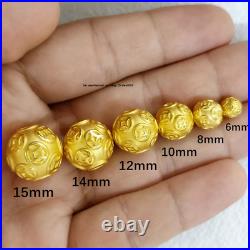 1pcs Pure 24K 999 Yellow Gold 3D Bless Money Coin Ball Transfer Bead Pendant