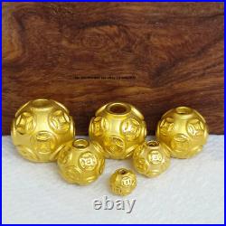 1pcs Pure 24K 999 Yellow Gold 3D Bless Money Coin Ball Transfer Bead Pendant