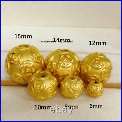 1pcs Pure 24K 999 Yellow Gold 3D Bless Money Coin Ball Transfer Bead Pendant