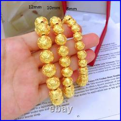 1pcs Pure 24K 999 Yellow Gold Pendant 3D Bless Money Coin Ball Transfer Bead