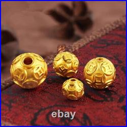 1pcs Pure 999 24k Yellow Gold Pendant Coin Money Loose Bead 6mm-14mm Size Choose