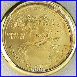 2005 1/10 Oz American Gold Eagle Pendant 14k Yellow Gold 18 Box Chain Necklace