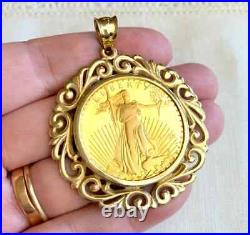 2006 W Gold Eagle PROOF Coin Charm Pendant With Chain 14k Yellow Gold Plated