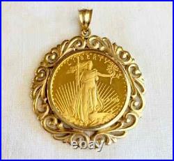 2006 W Gold Eagle PROOF Coin Charm Pendant With Chain 14k Yellow Gold Plated