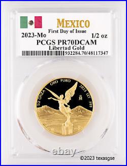 2023 (Mo) Mexico Libertad 1/2oz. 999 Gold First Day of Issue PCGS PR70