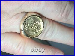 20 MM COIN 1/10 OZ US LIBERTY Wedding Ring 14k Yellow Gold Finish Without Stone