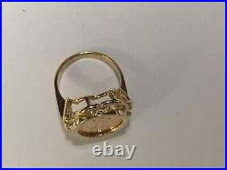 20 MM COIN Ladies RING MEXICAN DOS PESOS WEDDING RING 14k Yellow Gold Finish