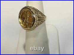 20 MM COIN US LIBERTY Charm Wedding Ring 14k Yellow Gold Finish Without Stone