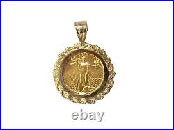 20 MM Coin US Liberty Without Stone Pendant 14k Yellow Gold Finish