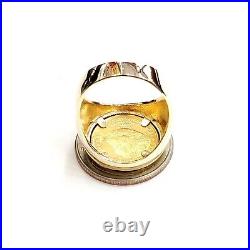 20 MM plain men's coin Wedding ring American eagle 14K Yellow Gold Plated