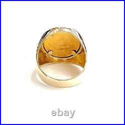 20 MM plain men's coin Wedding ring American eagle 14K Yellow Gold Plated