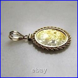 20 mm Coin American Eagle Pendant 14k Yellow Gold Finish Without Stone