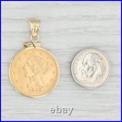 20 mm Coin Dollar Liberty Head Shape Pendant With 14k Yellow Gold Finish