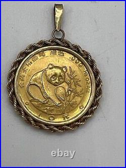 20 mm Coin Without Stone Panda Pendant Solid 14k Yellow Gold Plated With Chain