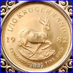 20 mm Krugerrand Coin Custom Pendant With Free Chain 14k Yellow Gold Plated
