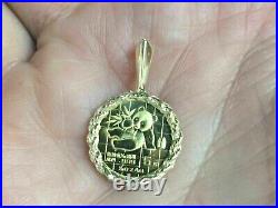 20mm COIN CHINESE PANDA BEAR Charm Pendant 14k Yellow Gold Finish Without Stone