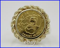 20mm Coin Vintage 1985 China Panda 1/20 Oz 14K Yellow Gold Finish Without Stone