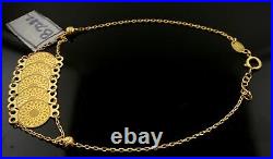 21K Solid Gold Bracelet With Coin Charms B7282