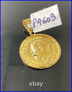 21K Solid Gold Coin Pendant P4603