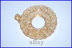 21K Yellow Gold Pendant Necklace 2.1/4W Bezel For Panda 24K 22mm Coin 22K HEAVY