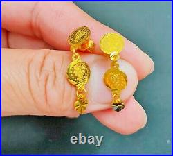 21k 2.8g Drop Coin yellow gold earrings