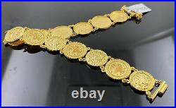 21k Solid Gold Exquisite Ladies Arabic Coin Design Bracelet b7455
