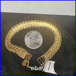 21k Solid Yellow Gold Coin Bracelet 1899 Eagles 17.4g Reversible Sovereign Link