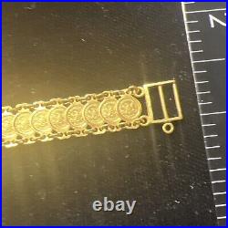 21k Solid Yellow Gold Coin Bracelet 1899 Eagles 17.4g Reversible Sovereign Link