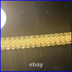 21k Solid Yellow Gold Coin Bracelet 1899 Eagles 17.4g Reversible Sovereign Link