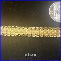 21k Solid Yellow Gold Coin Bracelet 1899 Eagles 17.4g Reversible Sovereign Link