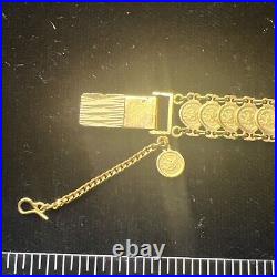 21k Solid Yellow Gold Coin Bracelet 1899 Eagles 17.4g Reversible Sovereign Link