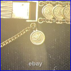 21k Solid Yellow Gold Coin Bracelet 1899 Eagles 17.4g Reversible Sovereign Link