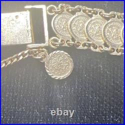 21k Solid Yellow Gold Coin Bracelet 1899 Eagles 17.4g Reversible Sovereign Link