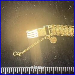 21k Solid Yellow Gold Coin Bracelet 1899 Eagles 17.4g Reversible Sovereign Link