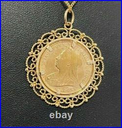 22CT full Sovereign gold Coin 1899 Perth in 9CT Pendant 1st of Perth Mint