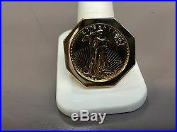 22K-14K FINE GOLD 1/2 OZ LADY LIBERTY COIN in 14k gold Ring