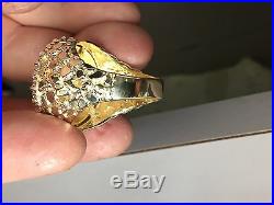 22K-14K FINE GOLD 1/4 OZ LADY LIBERTY COIN 1.8 tcw diamond in Heavy NUGGET Ring