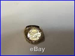 22K 1/10oz LADY LIBERTY COIN SET IN 14K SOLID YELLOW GOLD 22MM LADIES COIN RING