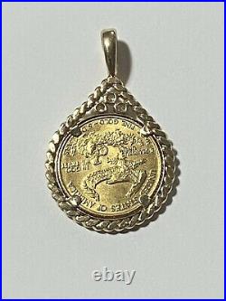 22K 1/10th Ounce United States Gold Eagle Coin Pendant with 14k Bezel