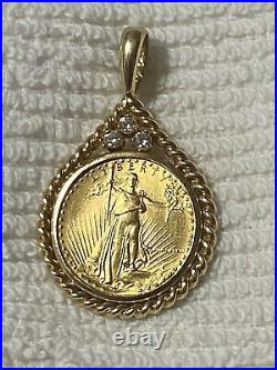22K 1/10th Ounce United States Gold Eagle Coin Pendant with 14k Bezel