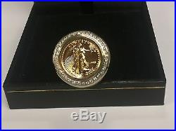 22K FINE GOLD 1/10 OZ US LIBERTY COIN. 36 TCW diamonds in Heavy 14k Gold Ring