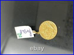 22K Solid Gold Turkish Coin Pendant P4568z