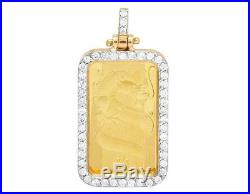 22K Yellow Gold 5G Dragon Coin Genuine Diamond Pendant Charm 1 1/10 Ct 1.25