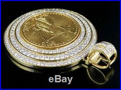 22K Yellow Gold Coin Lady Liberty 1/2 Ounce Genuine Diamond Pendant 5 Ct 2.25